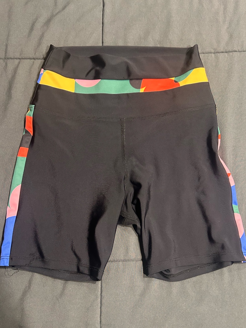 Beach Riot Black Bike Shorts with Multicolor Trim